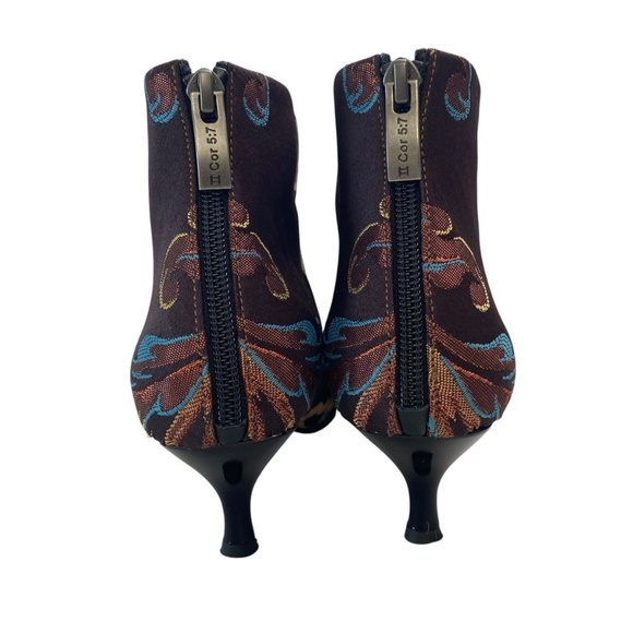 ROCKWELL THARP Signed Brocade Booties Chocolate Gold Turquoise Size 38 - Picture 5 of 11